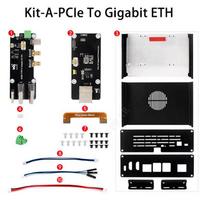 Raspberry Pi 5 korpuso rinkinys A: Savybės PCIe į Gigabit Ethernet su visomis sąsajomis, išdėstytomis vienoje pusėje.