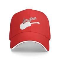Mens Womens Adjustable Baseball Cap with Acoustic Guitar Musical Notes Pattern Denim Fabric Snapback Classic Hat Adjustable balta