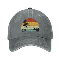 Kelioninė Jūros Paplūdimio Retro Saulėlydžio Beisbolo Kepuraitė Vyrams Moterims Vintažinė Trucker Kepurė Golfo Kepurės Tėčio Kepurė Tamsiai Pilka Adjustable kamufliažas