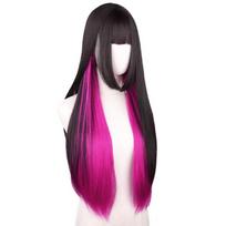 Juoda ir rožinė tiesių plaukų perukas sintetinis ilgas banguotas perukas su kirpčiukais moterims Cosplay natūralus aukštos temperatūros pluoštas Lolita perukas One Size