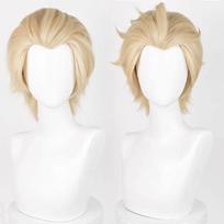 Alva Lorenz Cosplay Wig Game Hermit Alva Lorenz Short Golden Heat Resistant Synthetic Hair Halloween Anime Wigs + Wig Cap One Size