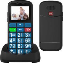 GSM mobilusis telefonas senjorams be sutarties, didelių mygtukų mobilusis telefonas senjorams su 1,77 colio spalvotu ekranu, dviem SIM kortelėmis, SOS avariniu mygtuku, įkrovimo stotele, žibintuvėliu, greituoju rinkimu, žadintuvu