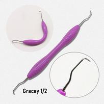 1 vnt. Profesionalus dantų Gracey kiuretas Dantų valymo skaleris Periodonto kaulo kiuretai Lenkiama silikoninė rankena Perio 1 piece 1-2