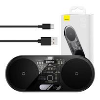 Dual Qi wireless charger Baseus Digital LED Display, 20W, Podwójna ładowarka bezprzewodowa Qi z wyświetlaczem Baseus Digital LED Display,  20W