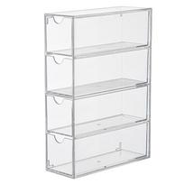 4 sluoksnių akrilinė akinių laikymo dėžutė, sukraunama, skaidri, stalčiuko tipo, ekrano laikiklis, kosmetikos, akinių, papuošalų laikiklis 1PCS