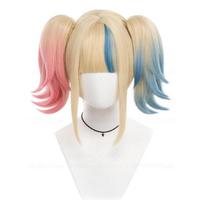 Harley Cosplay Perukas Super Piktuolis Doujin Helovinas Rožinis Dažymas Gradiento Ponytails Karščiui Atsparus Sintetinis Plaukų Perukas + Peruko Kepuraitė One Size
