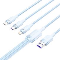 USB 2.0 A to 3-in-1 6A cable Vention CTRLG 1.5M (blue), Kabel USB 2.0 A do 3w1 6A Vention CTRLG 1.5M (niebieski)