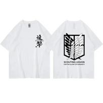 Japonijos anime „Attack on Titan“ marškinėliai vyriški ir moteriški vasaros mados Harajuku Top Nemokamas Pristatymas Spaudinys Didelio dydžio Y2k Drabužiai XS balta