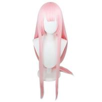 Anime DARLING su FRANXX 02 Cosplay peruku Zero Two Perukai 100 cm ilgio rožiniai sintetiniai plaukai Perucas Cosplay perukas + peruko kepurė + plaukų segtukas One Size white