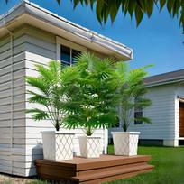 48 lapai 3 lauko dirbtiniai žali augalai, didelė dirbtinė palmė, tropiniai augalai, dirbtiniai palmių lapai, plastikinė monsteros šaka namų dekorui 3 Palm Trees Combination