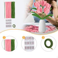 Pūkuotos vielos gėlių rinkinys „Pasidaryk pats“ puokštė Dekoratyvinis Elegantiškas Kūrybingas Vestuvių dovana draugams Kit for 5 tulips