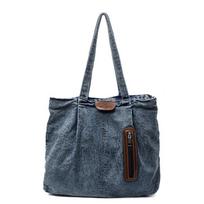 Denim Bag Women's Tote Bag Large Capacity Commuter Shoulder Crossbody Bag mėlyna
