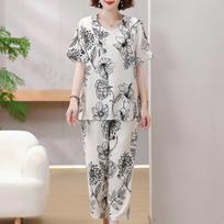 4XL-8XL Didelių dydžių vasaros dviejų dalių komplektai moterims, vintažiniai drabužiai, elegantiški didelių dydžių kelnių komplektai, kasdienės palaidinės 4XL