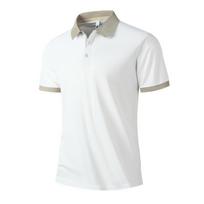 Vasaros POLO marškinėliai vyrams, Laisvi megztiniai trumpomis rankovėmis iš ledo šilko, Slim fit, Vasaros verslo stilius, Kasdieniai POLO marškinėliai pusiau rankovėmis vyrams XXXXXL balta