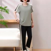 4XL-8XL plius dydžių dviejų dalių komplektai moterims, elegantiški vasariniai drabužiai moterims, dideli kelnių komplektai, laisvalaikio palaidinės 4XL žalia