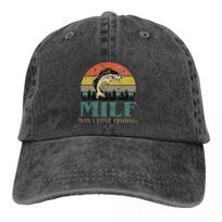 Pure Color Cowboy Hats MILF Man I Love Fishing Retro Women's Hat Sun Visor Baseball Caps Fishing Peaked Trucker Dad Hat Adjustable šviesiai pilka spalva