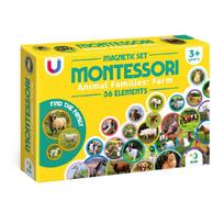 Edukacinis magnetinis žaidimas - dėlionė Montessori Magnetinis rinkinys Gyvūnų šeimos: Ūkis