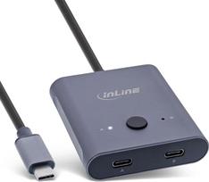 InLine USB-C jungiklis, dvikryptis (duomenys ir vaizdo įrašas), 2 in 1 Out arba 1 in 2 Out, skirstytuvas / jungiklis kompiuteriams, 8K@60Hz 4K@60Hz vaizdo įrašas, 10Gb/s duomenų perdavimas, 100 W įkrovimas, 6060603T