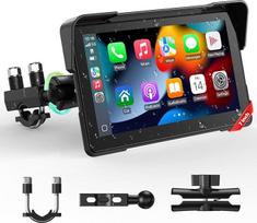 LAMTTO Motociklo GPS Carplay ekranas su motociklo dizaino laikikliu, belaidis CarPlay ir Android automobilis, nešiojamas, atsparus vandeniui, 7 colių jutiklinis ekranas palaiko navigaciją / Bluetooth, Siri, G00le balso asistentą