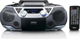 Lenco SCD-720 - Boombox DAB+ - "Bluetooth 5.0" - CD/MP3 grotuvas - kasetės - FM radijas - USB prievadas - 2 x 6 W RMS - Bass Reflex - nuotolinio valdymo pultas - sidabrinės spalvos
