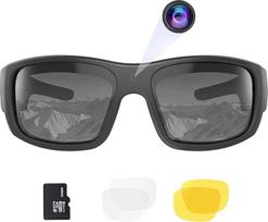 OhO fotoaparato akiniai, 32GB 1080P Full HD sporto kameros akiniai nuo saulės su įmontuotu 15 MP fotoaparatu ir poliarizuota UV400 apsauga bei keičiamais lęšiais