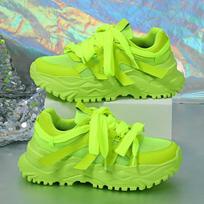Large Size 35-45 Fashion Campus Sporty Style Chunky Women'S Men'S Outdoor Casual Sneakers Unisex Couple Thick Soled Dad Shoes 35 fluorescencinė žalia spalva