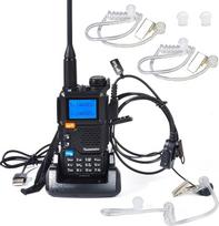 HYS Quansheng UV5R-PLUS 5W Dual Band Walkie Talkie įkroviklis, įkraunamas baterijomis, VHF UHF dvipusis radijo imtuvas (su ausinėmis, skaidriu garso vamzdeliu, ausų antgaliais)