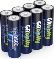 Įkraunamos ličio AA baterijos, 8 vnt. 1,5 V 3500 mWh didelės talpos ličio AA baterijų, 2 val. greito įkrovimo, 1500 ciklų, skirtos elektroniniams buitiniams prietaisams