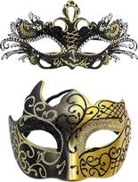 JewelryWe Venecijos kaukė Pora maskarado kaukė Metalinė kaukė su akmenimis akių kaukės kostiumas kaukės rinkinys moterims vyrams Helovinas karnavalas šalis Prom
