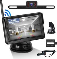 Wireless Digital Reversing Camera Set, AHD Reversing Camera IP69 Waterproof Night Vision in Colour Camera, 1080P Wireless Reversing Camera with 4.3 Inch IPS Monitor, for Trucks, Motorhomes, Camping,