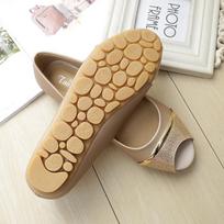 Summer Ladies Deep Toe Gold Sequin Flat Shoes Non-slip Soft Soles Pregnant Women Shallow PU Leather Loafers 33 auksas