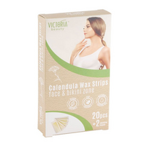 Victoria Beauty depiliacinės vaško juostelės veidui ir bikini zonai su medetkų ekstraktu, jautriai odai, 20vnt