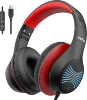 "EarFun" ausinės vaikams su LED žibintais, USB-C kabeliu, 85 dB garsumo ribotuvu, HD mikrofonu, sulankstomomis, reguliuojamomis, patogiomis dėvėti, "Hi-Fi" garsu, ausinėmis vaikams