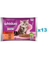 WHISKAS Junior 52x85g Classic Meals drėgnas kačiukų ėdalas su jautiena ir vištiena