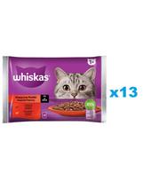 WHISKAS Adult paketėlis 52x85g "Classic Meals" drėgnas maistas suaugusioms katėms su jautienos, vištienos padažu