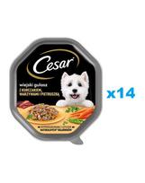 CESAR 14x150 g visavertis drėgnas ėdalas suaugusiems šunims su vištienos, daržovių ir petražolių padažu