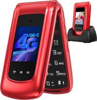 4G sulankstomas mobilusis telefonas senjorams su dideliais mygtukais, dviejų SIM kortelių atlenkiamas mobilusis telefonas su įkrovimo stotele, SOS pagalbos skambučio funkcija, greitojo rinkimo funkcija, žibintuvėliu, FM radiju, 2,4 + 1,77 colio dviejų spa