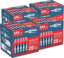 ANSMANN šarminės baterijos Micro AAA / LR03 1,5 V / Ilgaamžės šarminės baterijos ekonomiška pakuotė praktiškoje dėžutėje / 80 vnt.