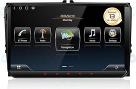 Automobilinis radijas 13, skirtas "Golf 5/6", "VW T5", "Polo 6R", 8GB + 256GB "CarPlay", "Android Car", navigacija, "Bluetooth", "WiFi", USB, FM, SD, RCA, palaiko papildomą DAB, OBD, TPMS (9 colių "Android 13")