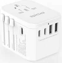 EPICKA kelioninis adapteris visame pasaulyje, universalus 30 W kelioninis kištukinis adapteris, tarptautinis kištukinis lizdas su 3 USB-C, 2 USB-A, kelioninis adapteris Vokietijai, JAV, Jungtinei Karalystei, Japonijai, Tailandui, Australijai, TA-105C, bal