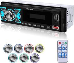 NHOPEEW 1 DIN Car Radio with Double Bluetooth - Radio Receiver Support FM EQ 7 Colour Backlight - U Disk/AUX in/TF Card Playing / MP3 / WMA / WAV / FLAC