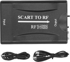 SCART į RF vaizdo adapterį 67,25MHz/61,25MHz TV dėžutės išvesties keitiklis SCART į RF adapterį