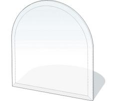 Stiklas po židiniu 800x800x8 mm pusiau arka