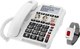 "Geemarc CL610" laidinis pagalbos telefonas ir vandeniui atspari SOS apyrankė su sustiprintu garsu ir reguliuojamais nuotraukų mygtukais - idealiai tinka senjorams ir klausos negalią turintiems žmonėms, gyvenantiems vieniems