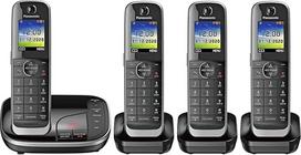 "Panasonic KX TGJ424EB" belaidis fiksuotojo ryšio telefonas, namų telefonai, automatinis skambučių blokatorius, atsakiklis, spalvotas ekranas, keturios rageliai, juodas