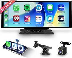 2025 Hodozzy Belaidis "Carplay" "Android" automobilio ekranas, 10,26 colio nešiojamasis "Bluetooth" automobilinis radijas su IPS jutikliniu ekranu / "YouTube" / "Airplay" / "Voice Control" / AUX / TF / OTA / FM siųstuvas + atbulinės eigos kamera