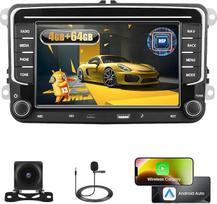 4+64G Android automobilinis radijas VW Golf 5 6 Polo Tiguan Passat Touran Caddy T5 Trasporter Skoda Belaidis automobilis ir Android automobilis, 7 colių IPS ekranas Radijas USB/Type-C/Bluetooth 5.0/GPS/Reversing