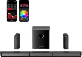 7,1 colių virtuali erdvinio garso juosta, garso juosta televizoriams su 2 erdviniais garsiakalbiais, erdvinio garso sistema televizoriams su RGB apšvietimu, 6,5 colio žemų dažnių garsiakalbiu, programėle, HDMI/Opt/AUX/BT, Apollo S70 Ultra