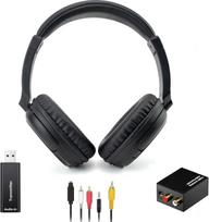 Belaidės TV ausinės su USB siųstuvu senjorams, "Bluetooth 5.3" ausinės per ausis, 30 valandų veikianti baterija, ištraukiamas TV ausinių lankelis, palaiko koaksialinį optinį RCA USB garso išvestį