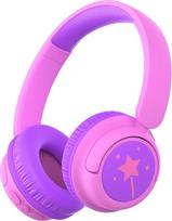 Vaikiškos "Bluetooth" ausinės, 60 valandų veikianti baterija, 74/85 dBA garsumo riba, stereofoninis garsas, C tipo, "Bluetooth 5.4", belaidės vaikiškos ausinės per ausis su mikrofonu, skirtos planšetėms ir kelionėms, rožinės spalvos